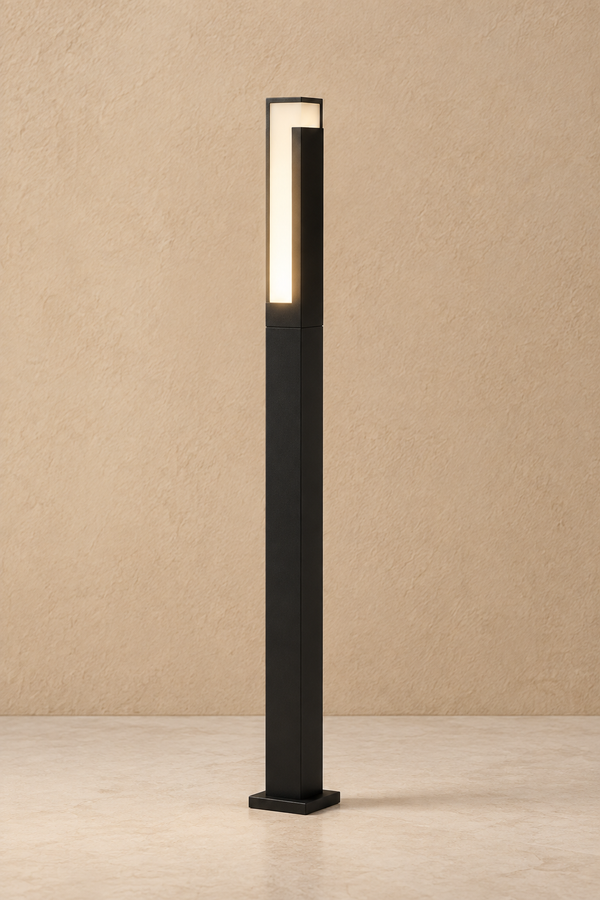 Monolith LED Path Light, Modern Black Bollard