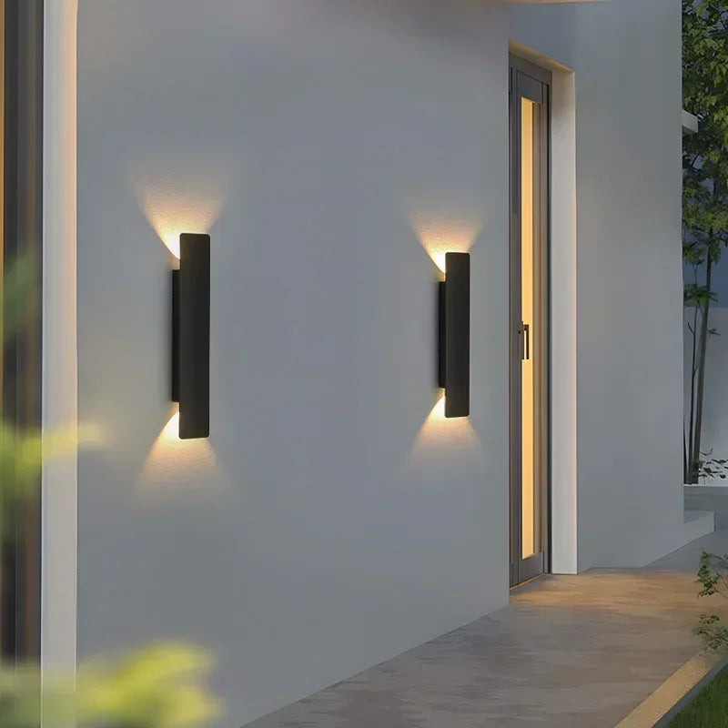 Bar wall lights on an entryway wall