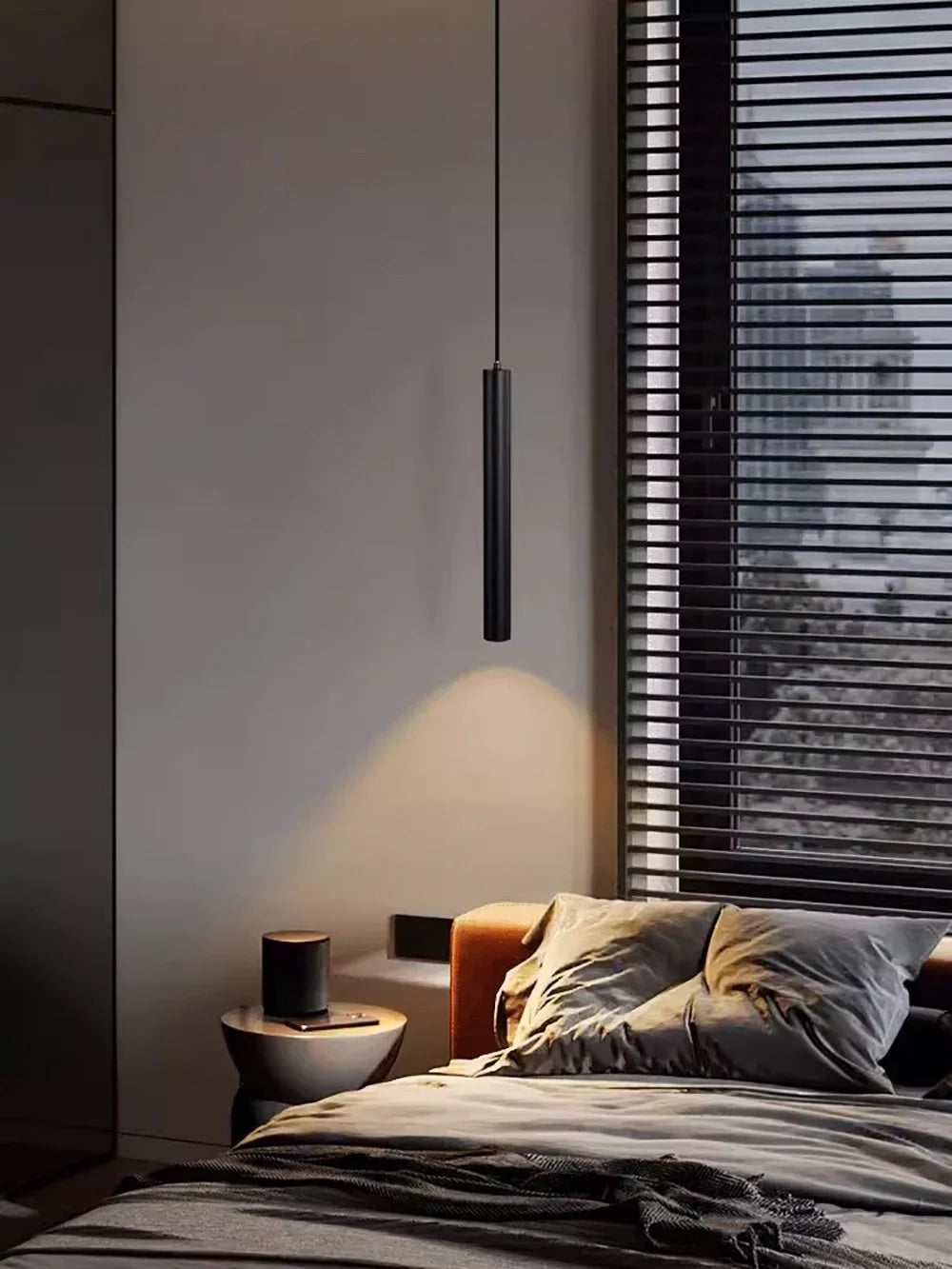 Twin Double Pipe Pendant, Black