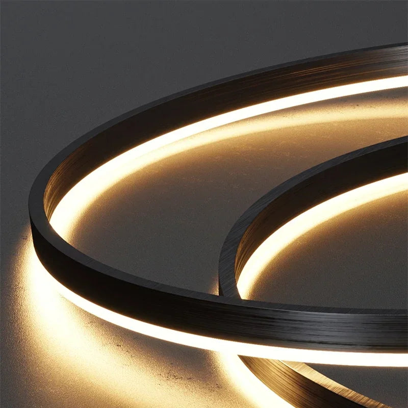 Aura Stacked Ring Chandelier, Black & Gold