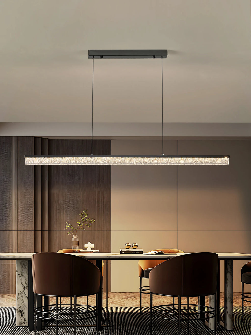 Vista Linear Glass Pendant, Black