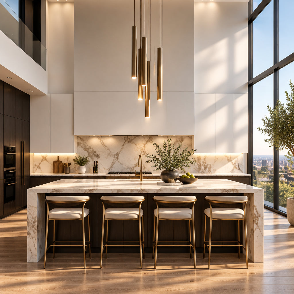 Cascade Long Cylinder Pendant at night