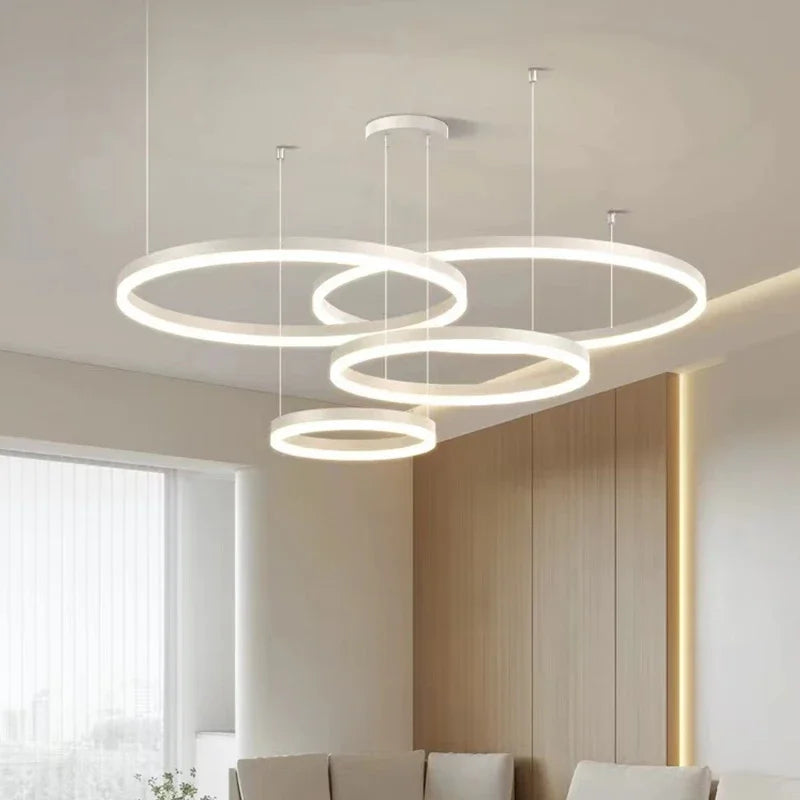 Aura Stacked Ring Chandelier, Black & Gold