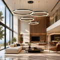 Aura Stacked Ring Chandelier, Black & Gold