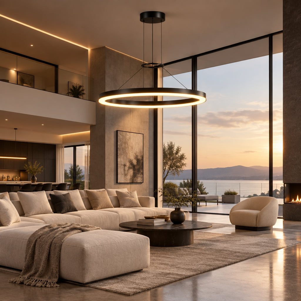 Halo Floating Ring LED Pendant, Black