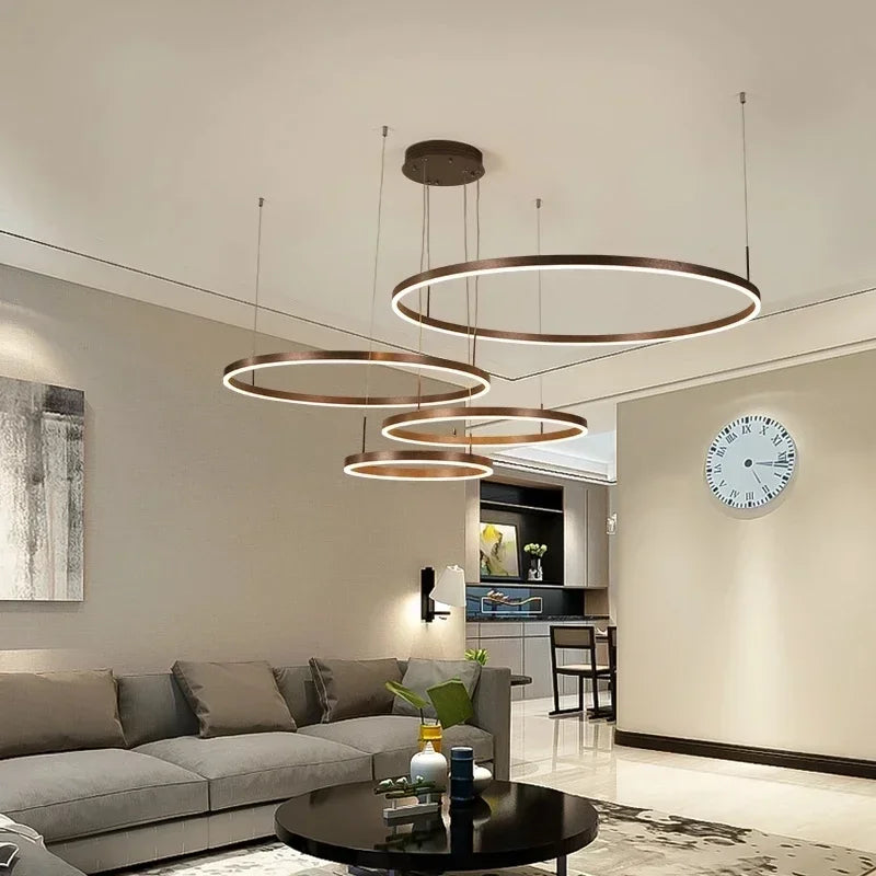 Aura Stacked Ring Chandelier, Black & Gold