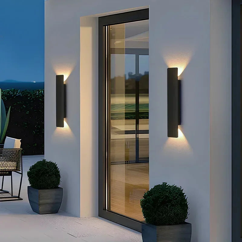 Bar wall lights beside a front door