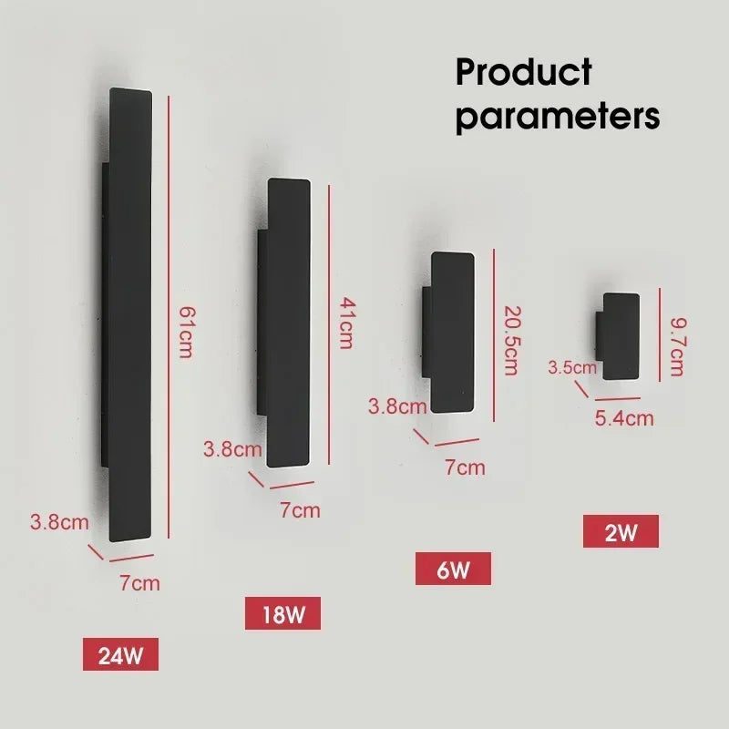 Size guide for the bar wall light